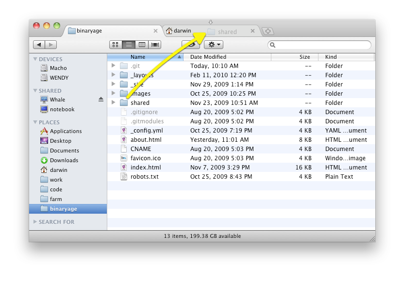 You may drag files and folders onto tabs!